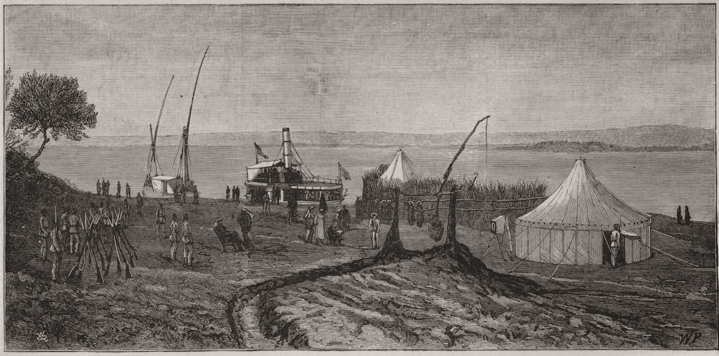 EGYPT. Observing the total eclipse of the Sun, at Sohag, on the Nile 1882